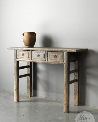 Be-Uniq Oud Houten Wandtafel China 3 Lades H83 x B114 x D40 Cm