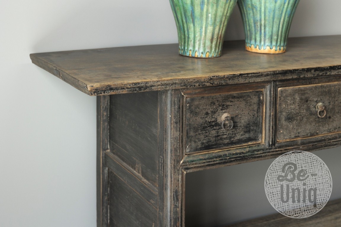 Be-Uniq Oud Houten Wandtafel China 5 Lades H85 x B201 x D46 Cm