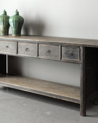 Be-Uniq Oud Houten Wandtafel China 5 Lades H85 x B201 x D46 Cm