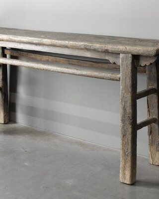 be-uniq Oud Houten Wandtafel  Muurtafel China H84 x B116 x D36 Cm