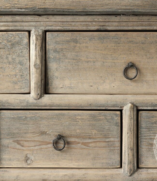 Be-Uniq Oude wandtafel 7 lades China Licht Hout H82 x B180 x D49 Cm