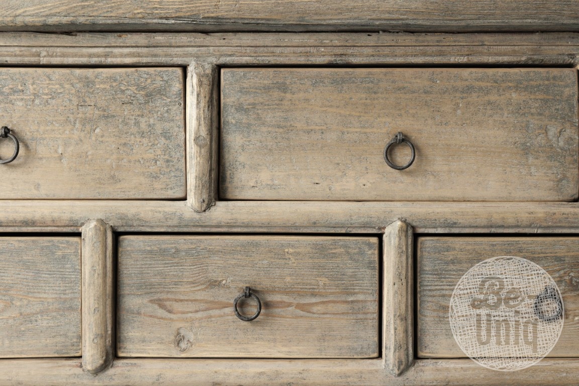 Be-Uniq Oude wandtafel 7 lades China Licht Hout H82 x B180 x D49 Cm