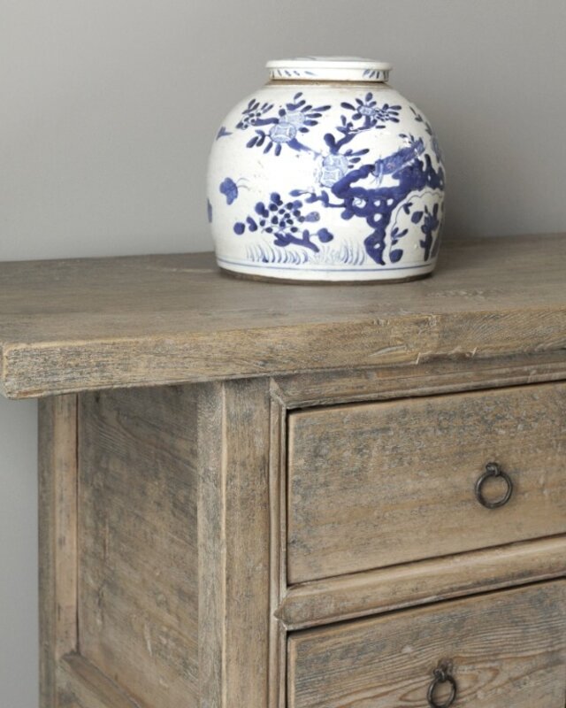 Be-Uniq Oude wandtafel 7 lades China Licht Hout H82 x B180 x D49 Cm