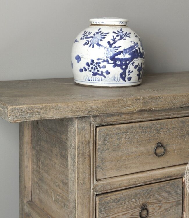 Be-Uniq Oude wandtafel 7 lades China Licht Hout H82 x B180 x D49 Cm