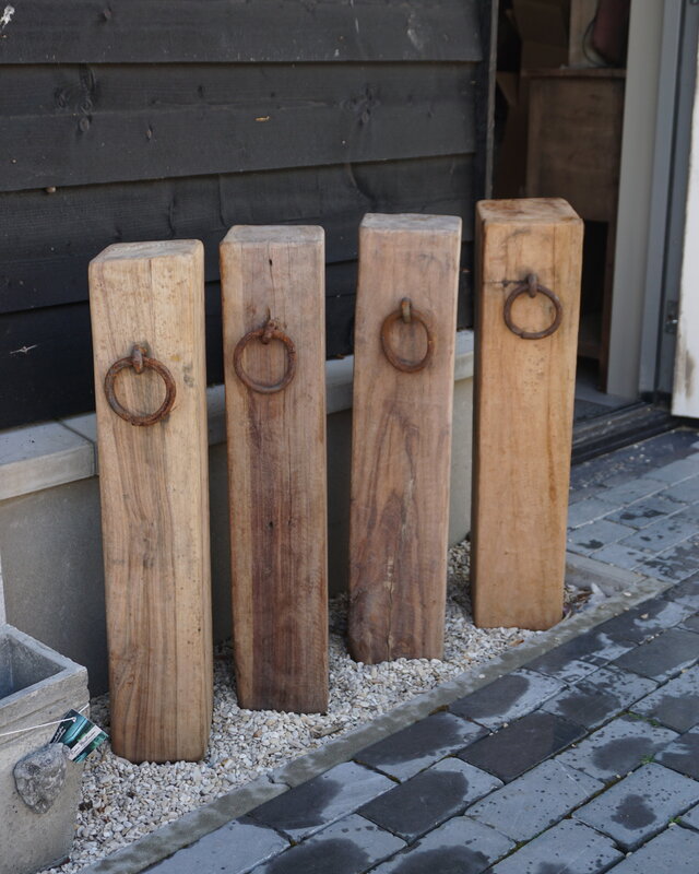 Rene Houtman Meerpaal Hout Met Ring - 4 Stuks - Kies Variant