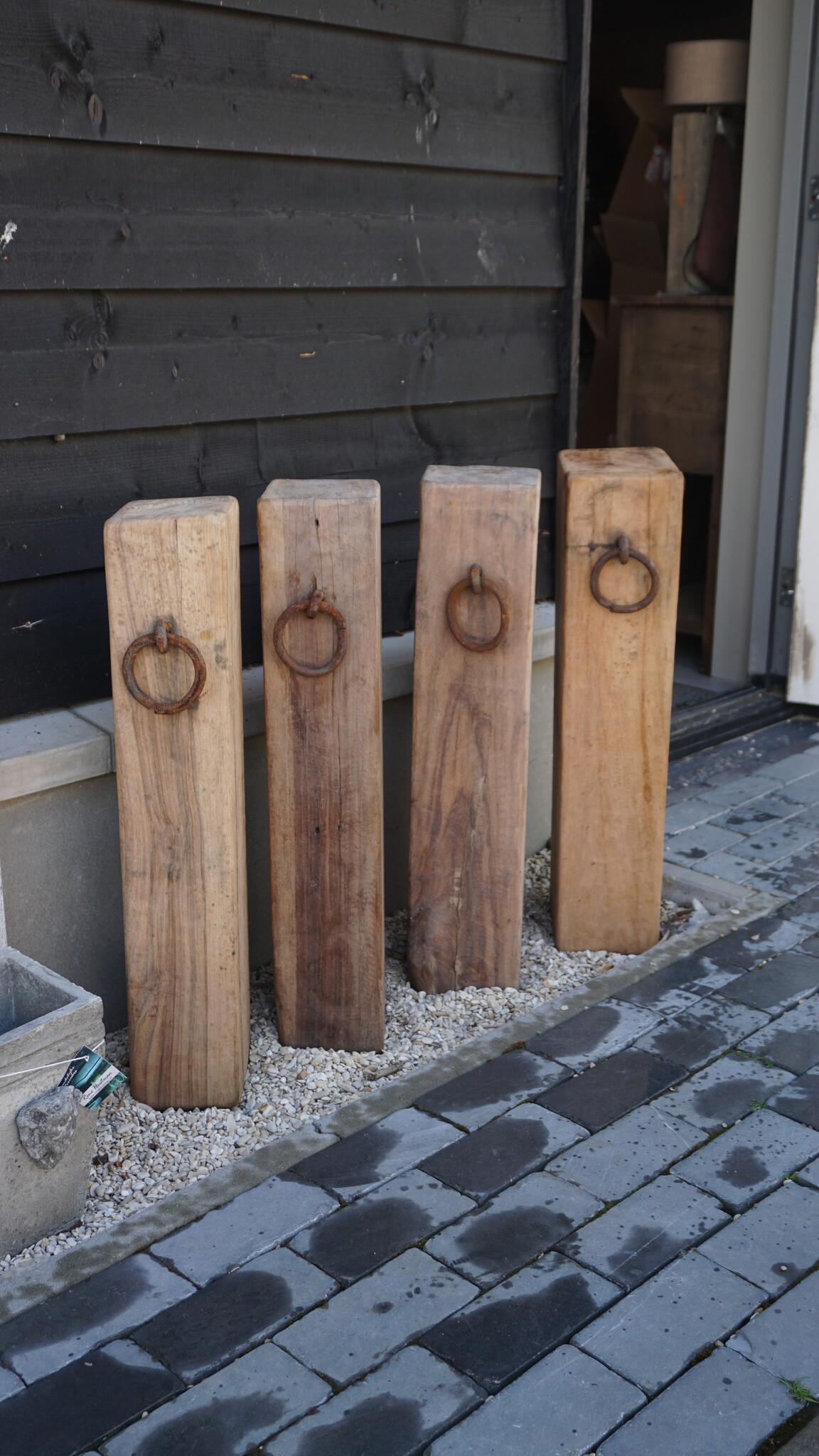 Rene Houtman Meerpaal Hout Met Ring - 4 Stuks - Kies Variant
