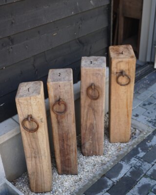 Rene Houtman Meerpaal Hout Met Ring - 4 Stuks - Kies Variant