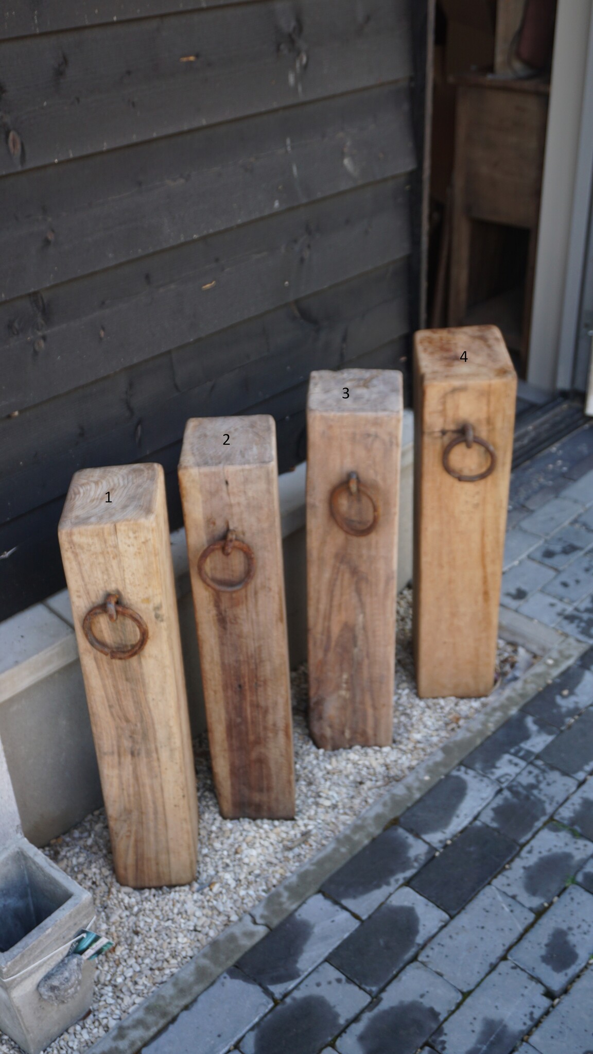 Rene Houtman Meerpaal Hout Met Ring - 4 Stuks - Kies Variant