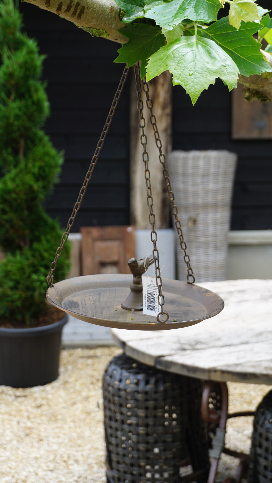Rene Houtman Vogelbad Schaal Hangend Aan Ketting L48 x B27 Cm