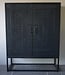 Rene Houtman Tweedekansje Kast 2-Deurs Dallie Zwart Vierkant Houtsnijwerk - B140xD50xH180 Cm