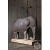 Vintage Olifant Beeld | Metaal | H45xB45xD17 cm