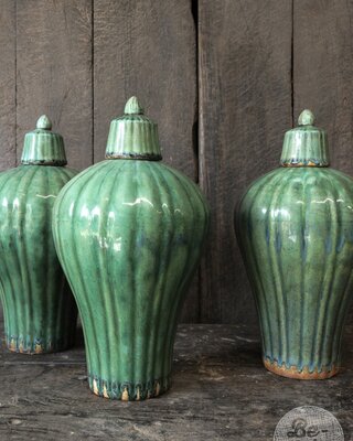 Be-Uniq Vintage Kruik Met Deksel | Groen | H42xD22 cm