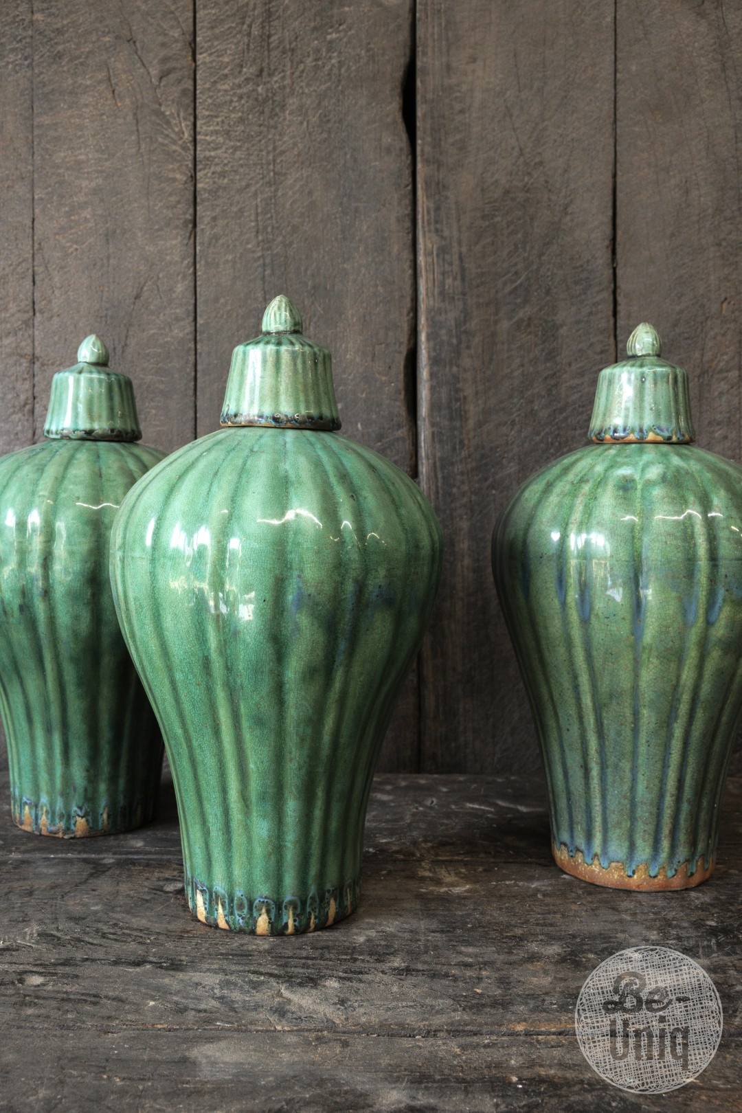Be-Uniq Vintage Kruik Met Deksel | Groen | H42xD22 cm