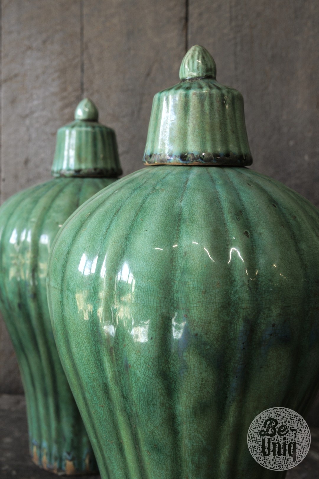 Be-Uniq Vintage Kruik Met Deksel | Groen | H42xD22 cm