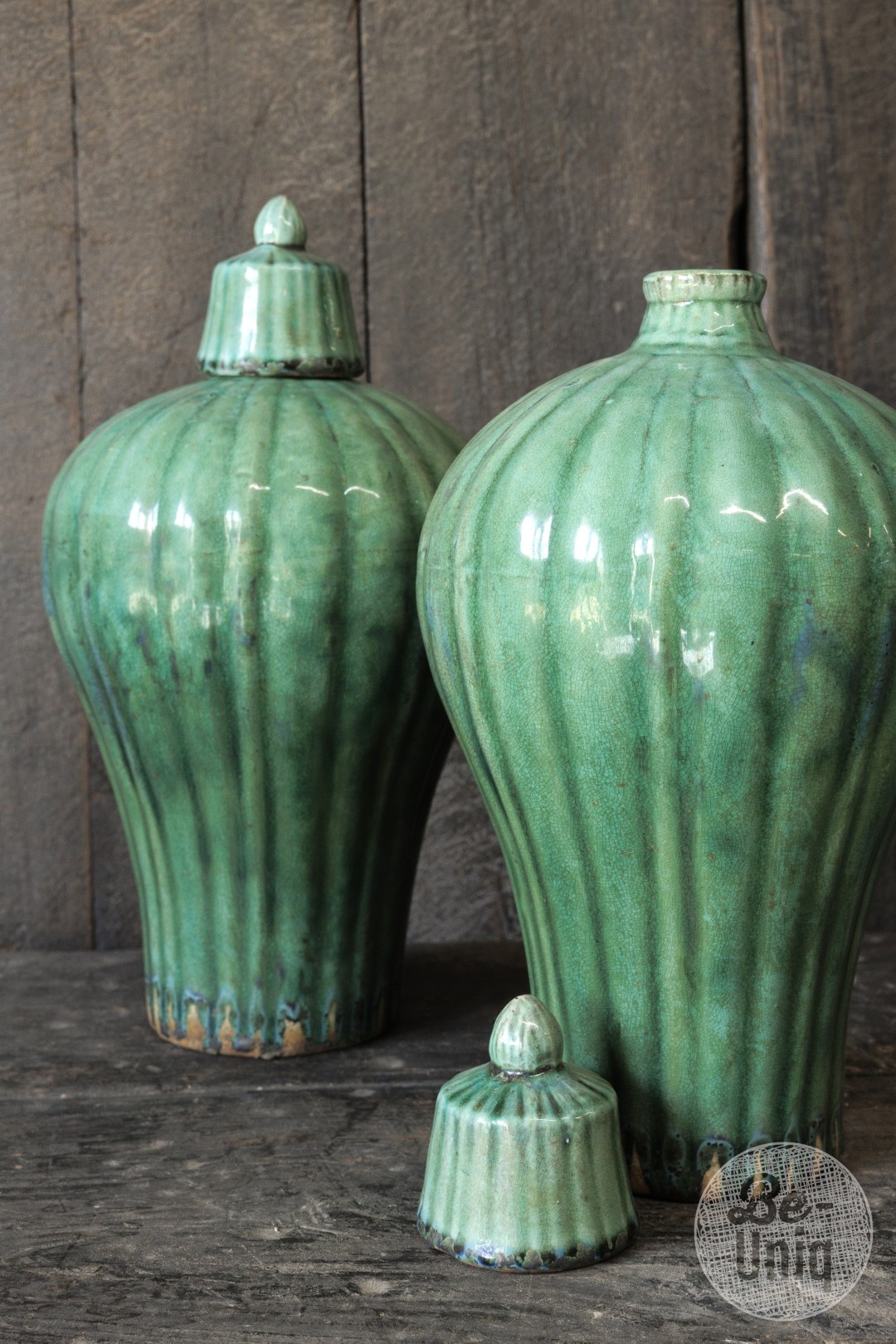 Be-Uniq Vintage Kruik Met Deksel | Groen | H42xD22 cm