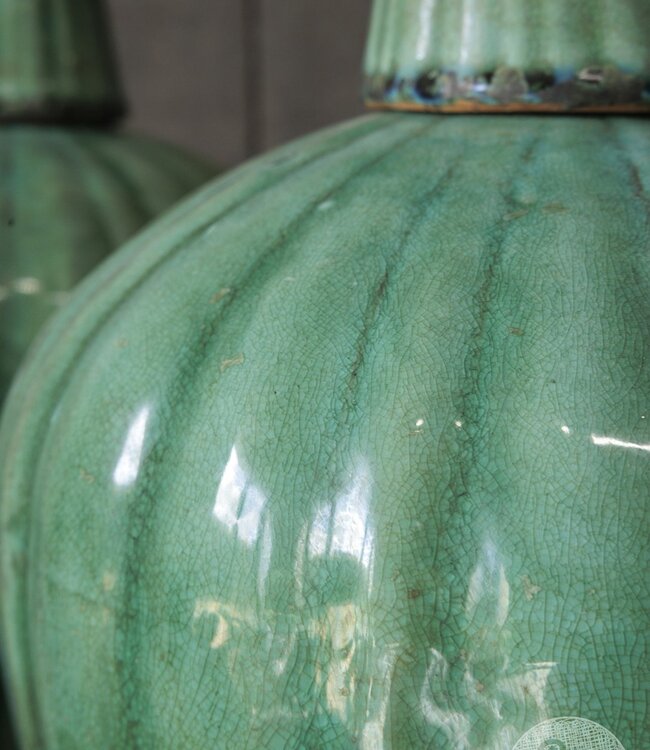 Be-Uniq Vintage Kruik Met Deksel | Groen | H42xD22 cm