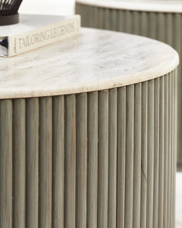 Rivièra Maison Villanova Salontafel | Travertijn | D80 cm