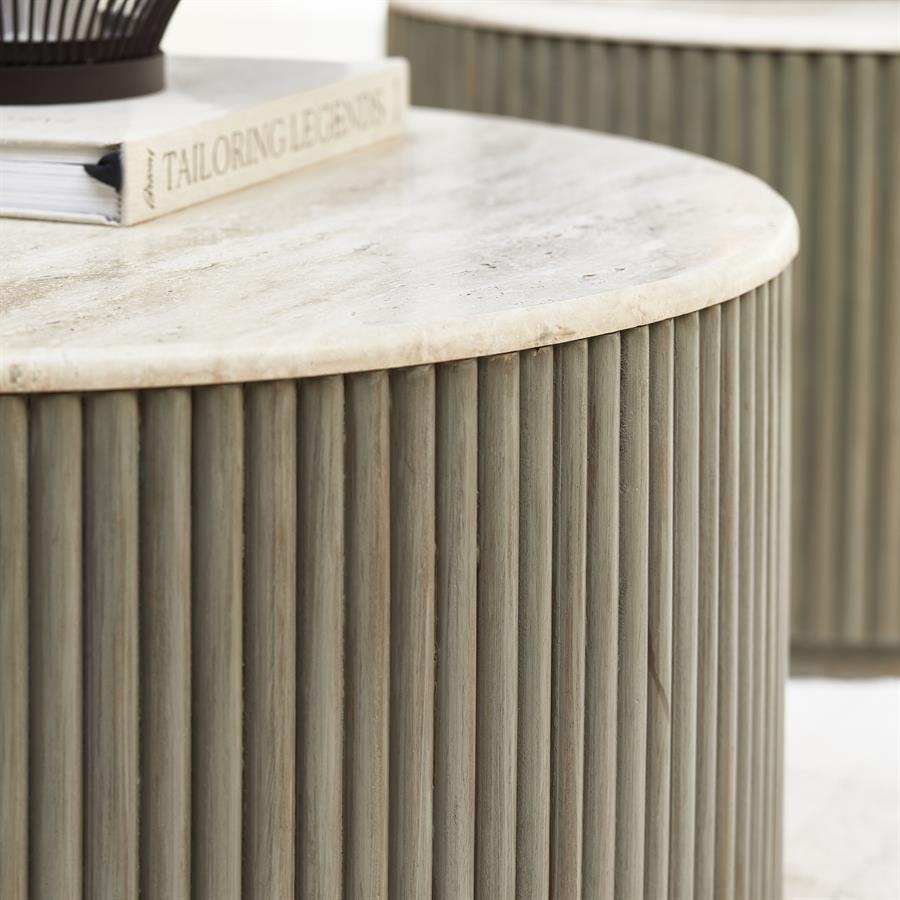 Rivièra Maison Villanova Salontafel | Travertijn | D80 cm