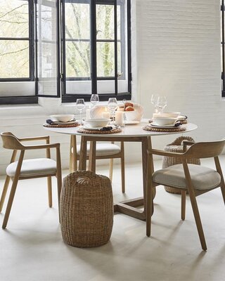 Rivièra Maison Casone Eettafel | Marmer | Eikenhout | 140 cm