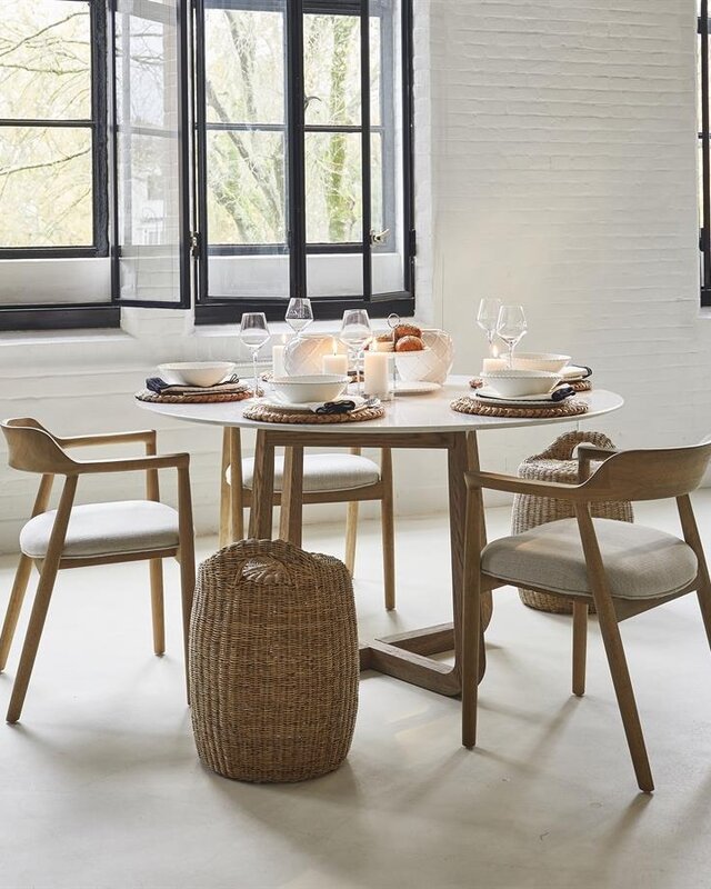 Rivièra Maison Casone Eettafel | Marmer | Eikenhout | 140 cm