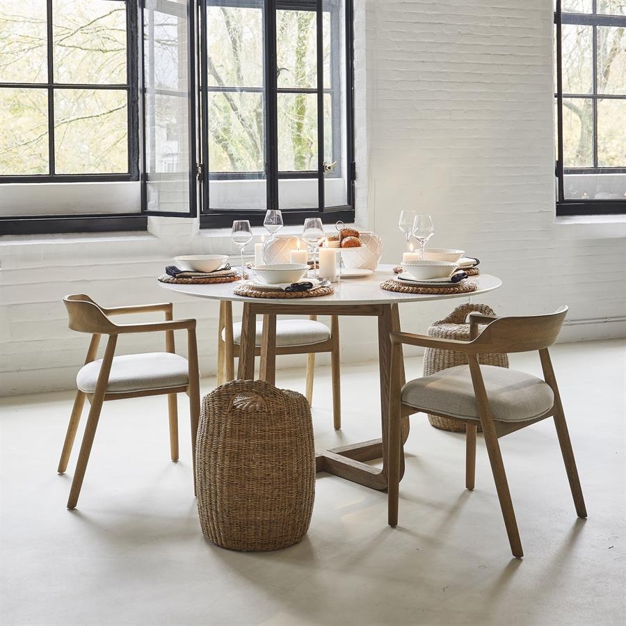 Rivièra Maison Casone Eettafel | Marmer | Eikenhout | 140 cm