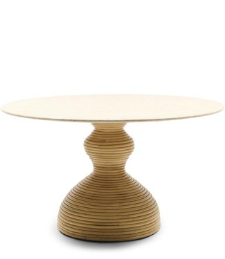Rivièra Maison Eettafel Vedella | Marmer | Rattan | 130 cm
