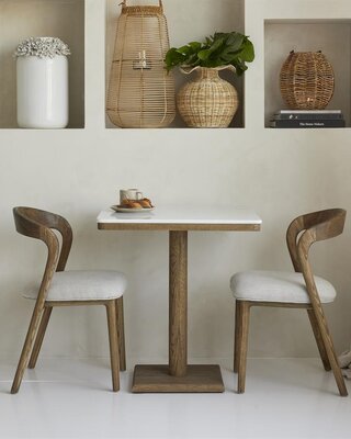 Rivièra Maison Bistrotafel Amalfi | Marmer | Eikenhout | 70x70 cm
