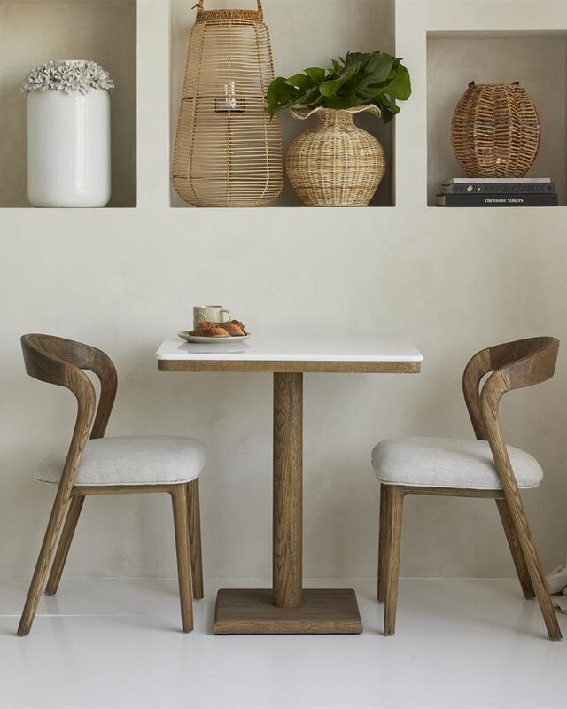 Rivièra Maison Bistrotafel Amalfi | Marmer | Eikenhout | 70x70 cm