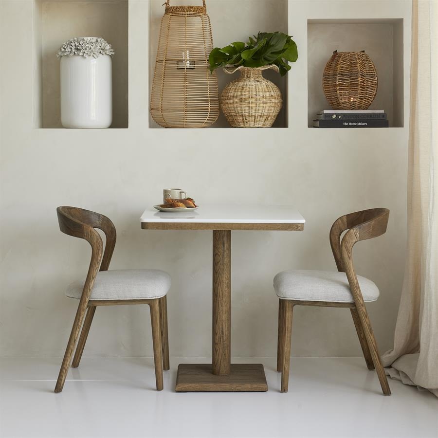 Rivièra Maison Bistrotafel Amalfi | Marmer | Eikenhout | 70x70 cm
