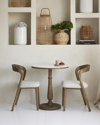 Rivièra Maison Bistrotafel Amalfi | Marmer | Eikenhout | D70 cm