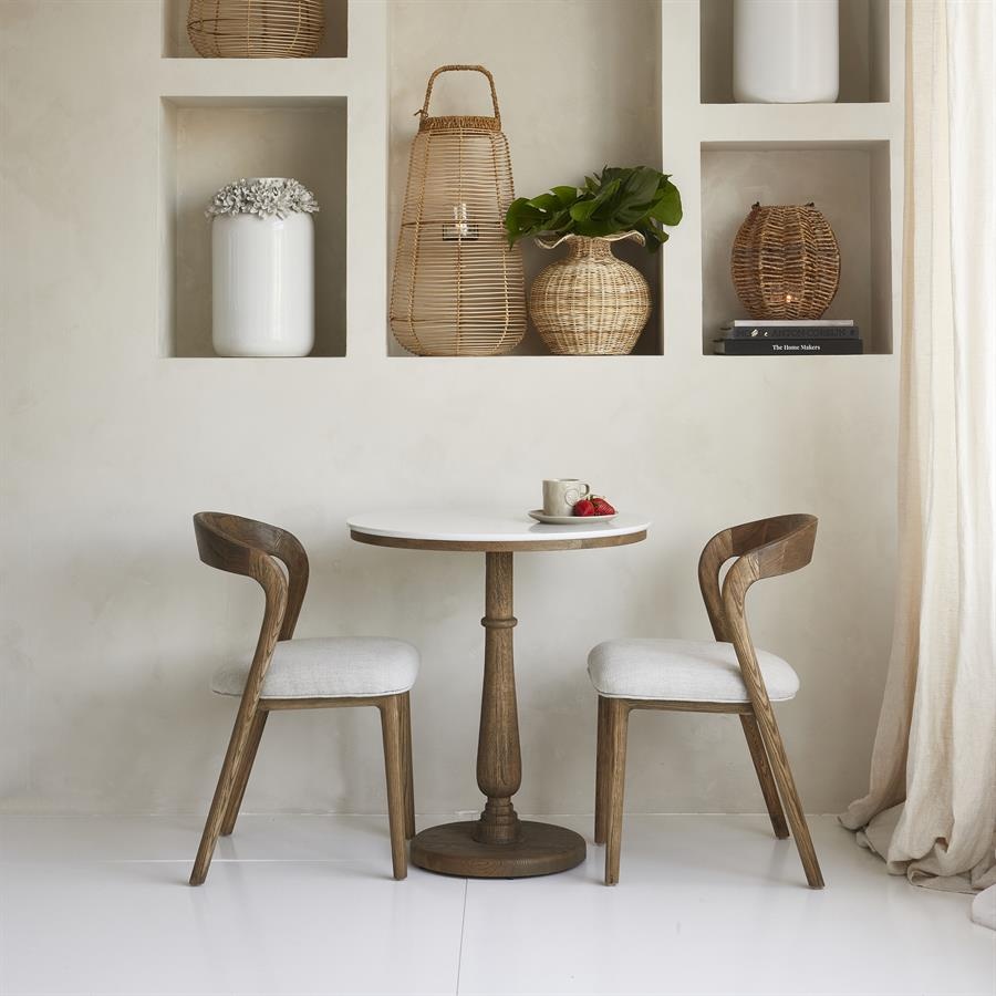 Rivièra Maison Bistrotafel Amalfi | Marmer | Eikenhout | D70 cm
