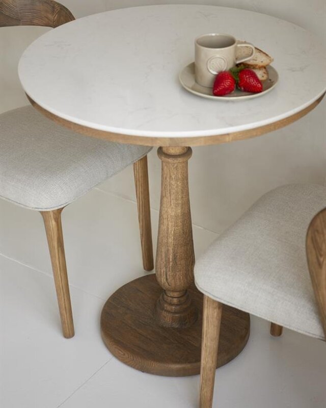 Rivièra Maison Bistrotafel Amalfi | Marmer | Eikenhout | D70 cm