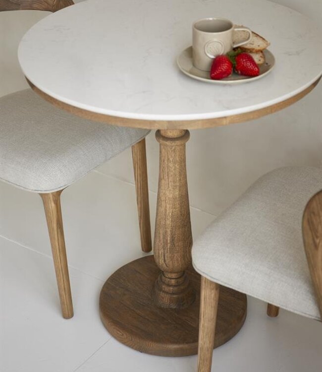 Rivièra Maison Bistrotafel Amalfi | Marmer | Eikenhout | D70 cm