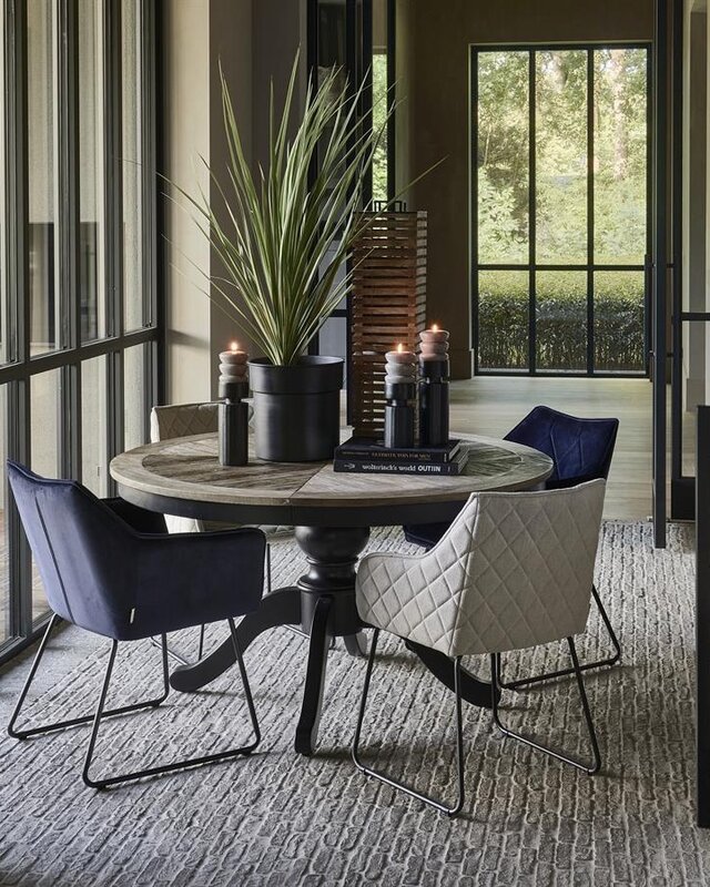 Rivièra Maison Le Marais Eettafel | Eiken | Zwart | Verstelbaar