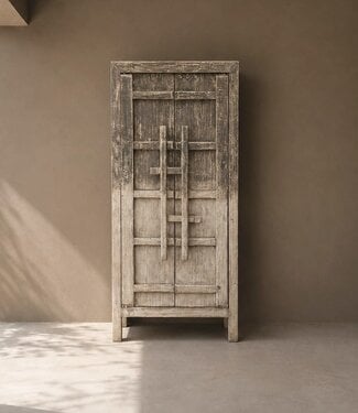 Luksa Home Collection Oosterse Kast Xiam Vintage Black H220 x B125 x D50 Cm