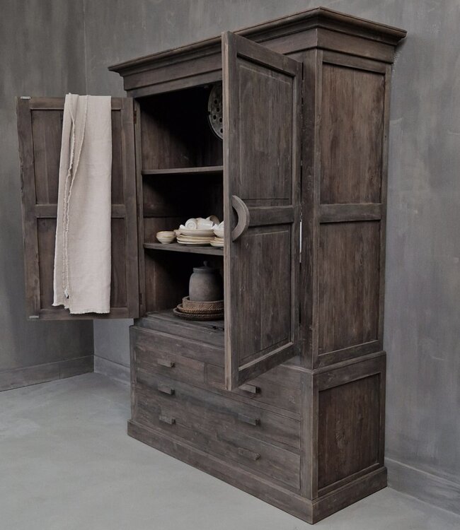 Luksa Home Collection Opbergkast High Canterbury 2-deurs 4-lades H230 x B145 x D55 Cm