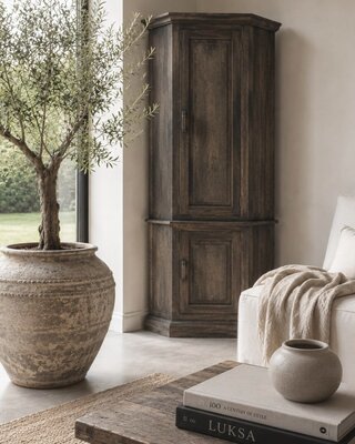 Luksa Home Collection Hoekkast Pip Hout Antique Grey H220 x B100 x D50 Cm