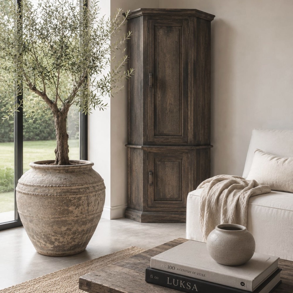 Luksa Home Collection Hoekkast Pip Hout Antique Grey H220 x B100 x D50 Cm