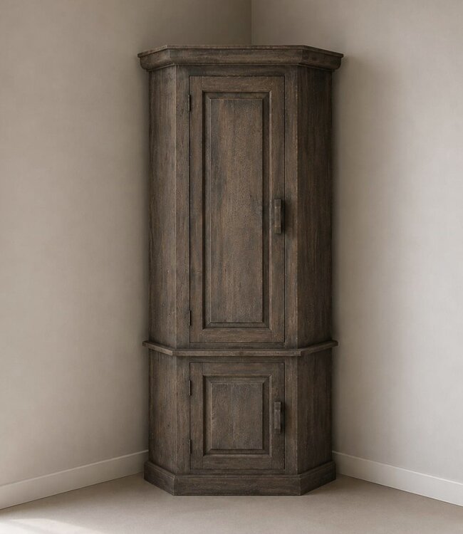 Luksa Home Collection Hoekkast Pip Hout Antique Grey H220 x B100 x D50 Cm