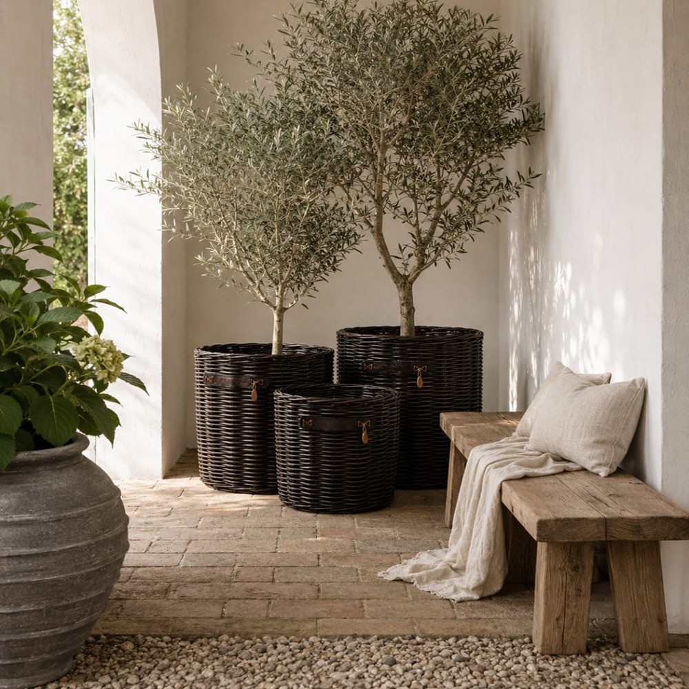Luksa Home Collection Mand Rattan Yuliana Bloembak/Bloempot - 3 Maten