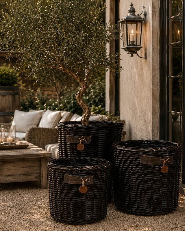 Luksa Home Collection Mand Rattan Yuliana Bloembak/Bloempot - 3 Maten