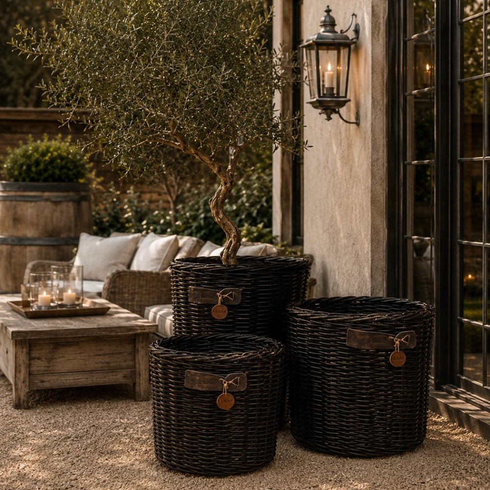 Luksa Home Collection Mand Rattan Yuliana Bloembak/Bloempot - 3 Maten