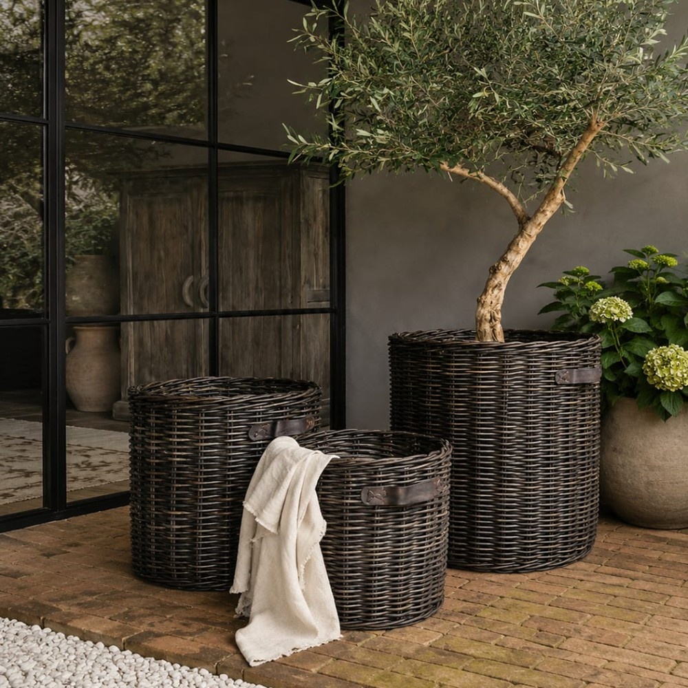 Luksa Home Collection Mand Rattan Yuliana Bloembak/Bloempot - 3 Maten