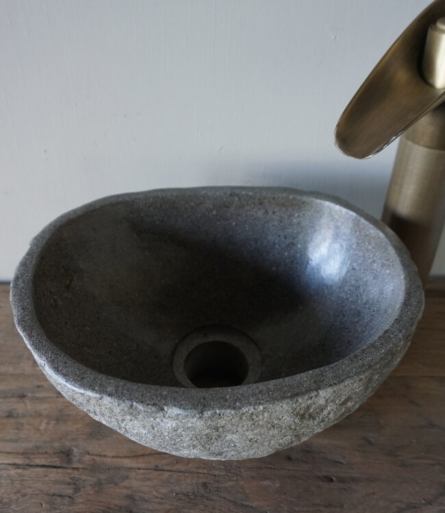 Rene Houtman Kleine Stenen Waskom + Spoelgat | H13 x B25 x D20 cm