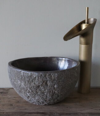 Rene Houtman Kleine Stenen Waskom + Spoelgat | H13 x B24,5 x D20 cm