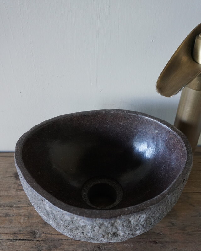 Rene Houtman Kleine Stenen Waskom + Spoelgat | H13 x B24,5 x D20 cm