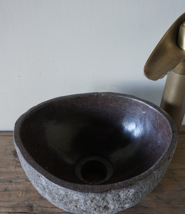 Rene Houtman Kleine Stenen Waskom + Spoelgat | H13 x B24,5 x D20 cm