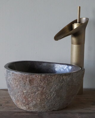 Rene Houtman Kleine Stenen Waskom + Spoelgat | H13 x B24 x D20 cm