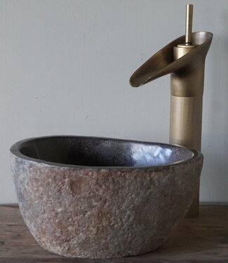 Rene Houtman Kleine Stenen Waskom + Spoelgat | H13 x B24 x D20 cm