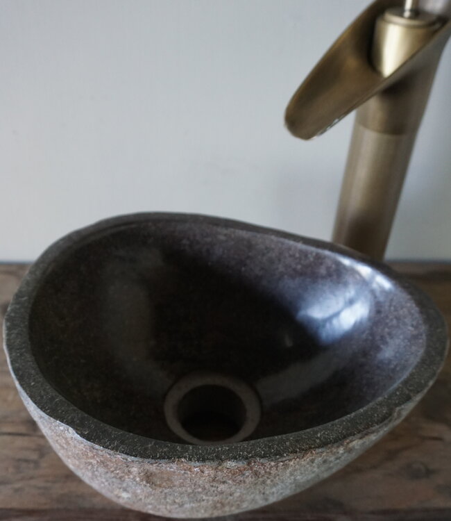 Rene Houtman Kleine Stenen Waskom + Spoelgat | H13 x B24 x D20 cm